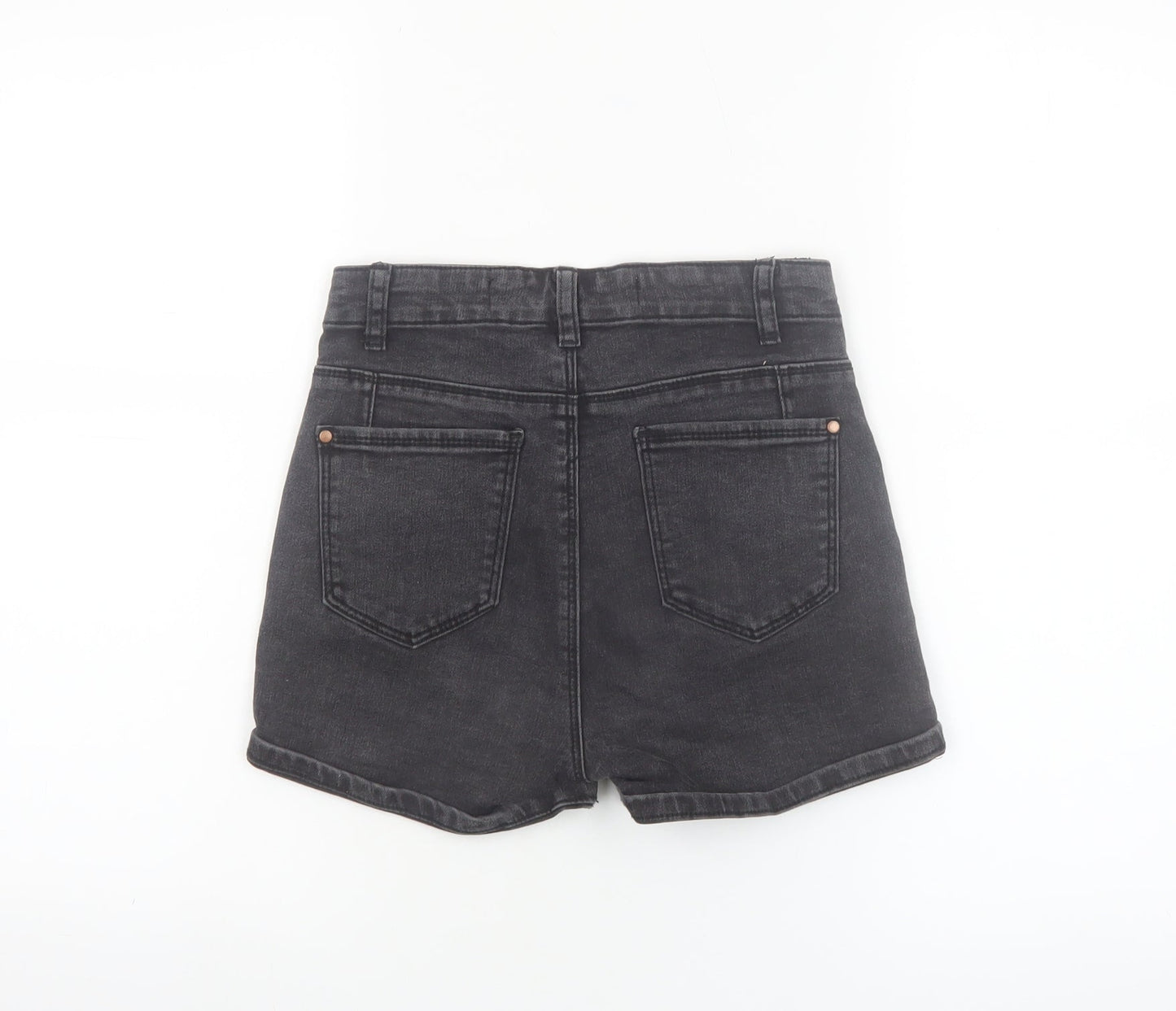 Denim Co. Women's Black Size 8 High Rise Button Denim Hot Pants