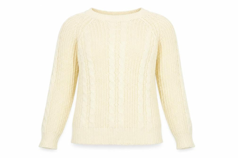 Laura Peterson Women Beige Cable-Knit Pullover Jumper L
