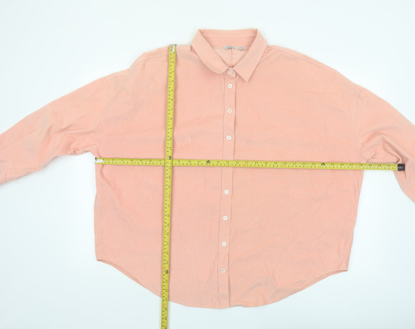 Jigsaw Women Pink Cotton Button-Up Shirt UK16 Long Sleeve