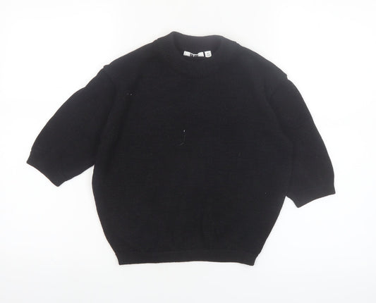 Uniqlo Women Black XS Basic Knit 3/4 Sleeve Crew Neck Top