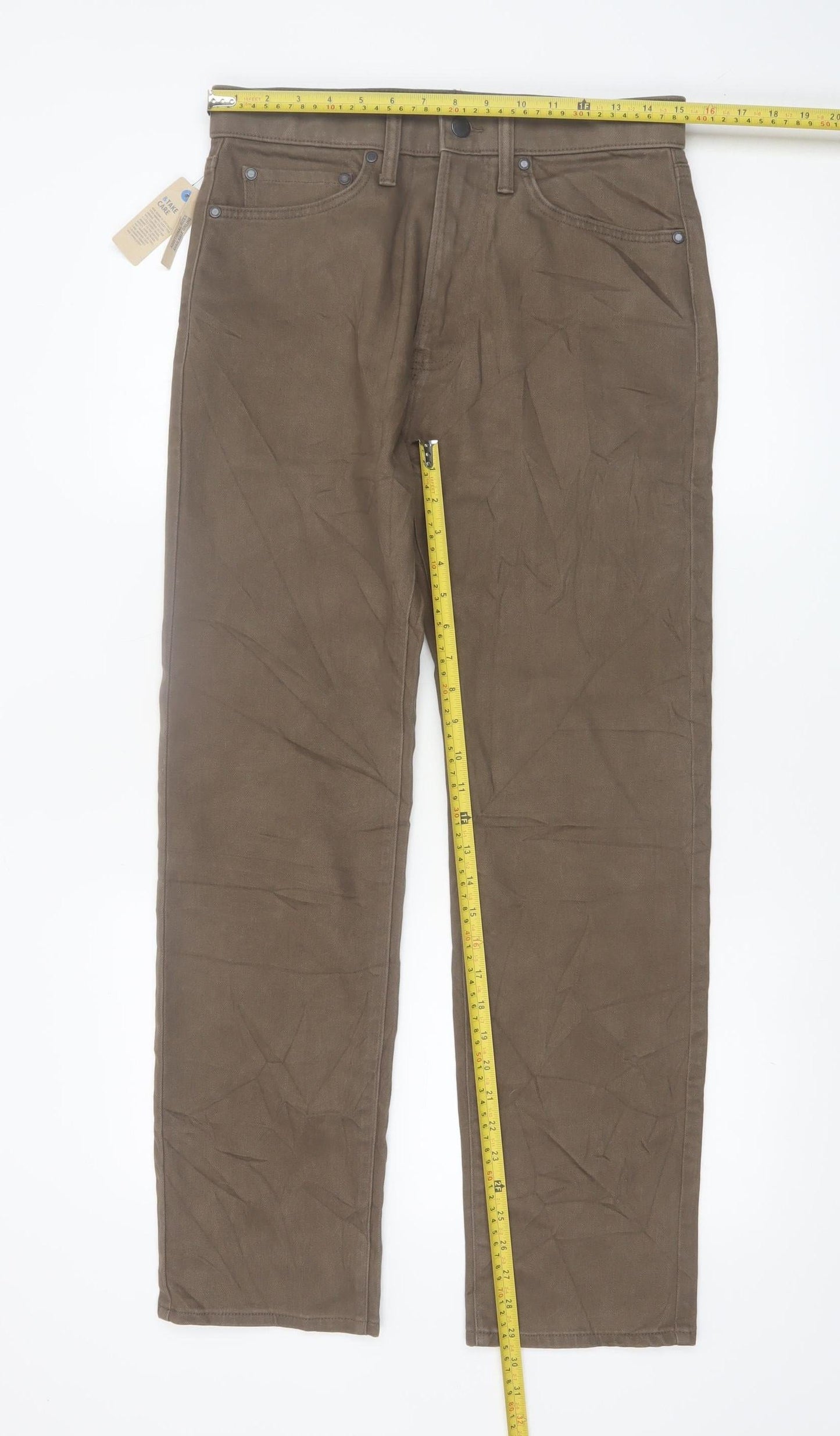 Marks and Spencer Men's Brown Straight Leg Jeans 30/29 Regular Fit Denim