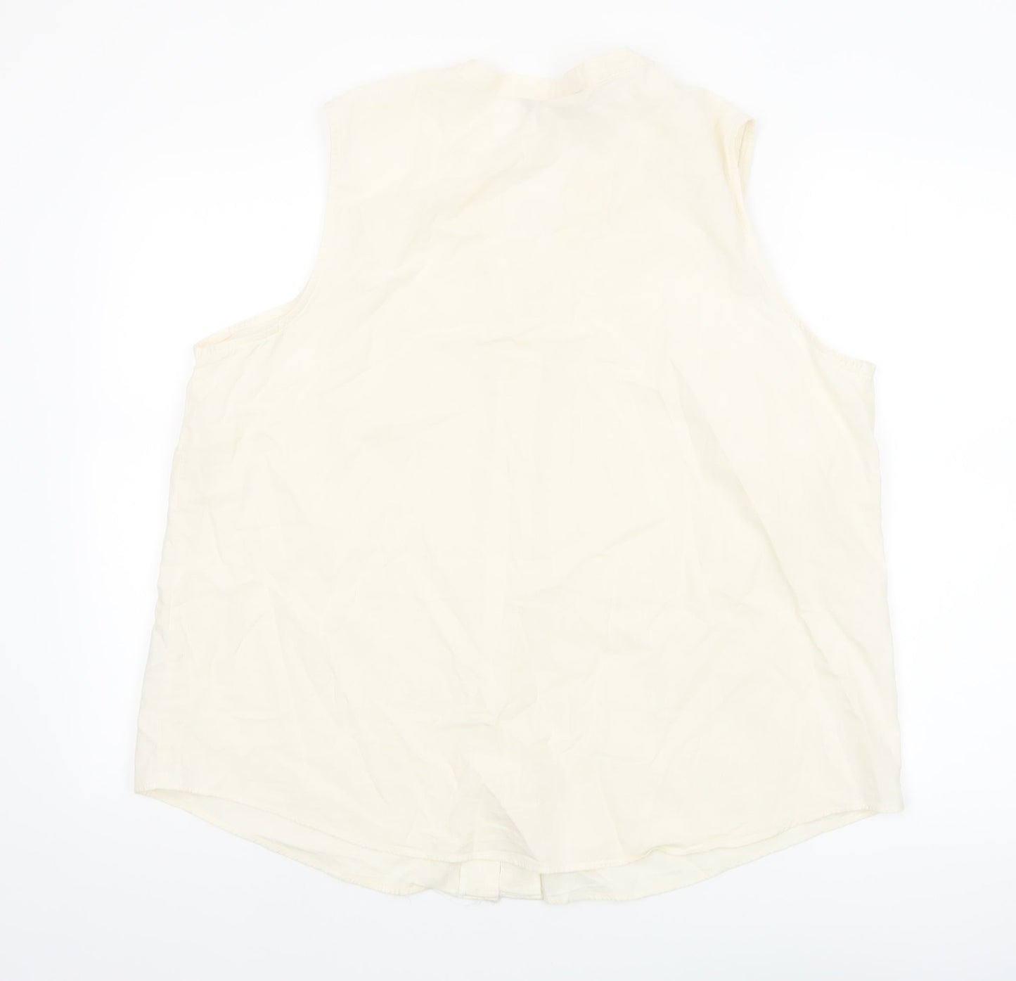 Bonmarché Women's Ivory Sleeveless Cotton Button Blouse Size 20