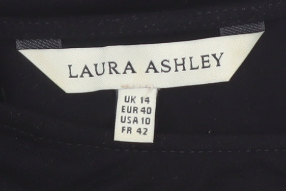 Laura Ashley Women Black Size 14 Tunic Blouse with Zip Detail