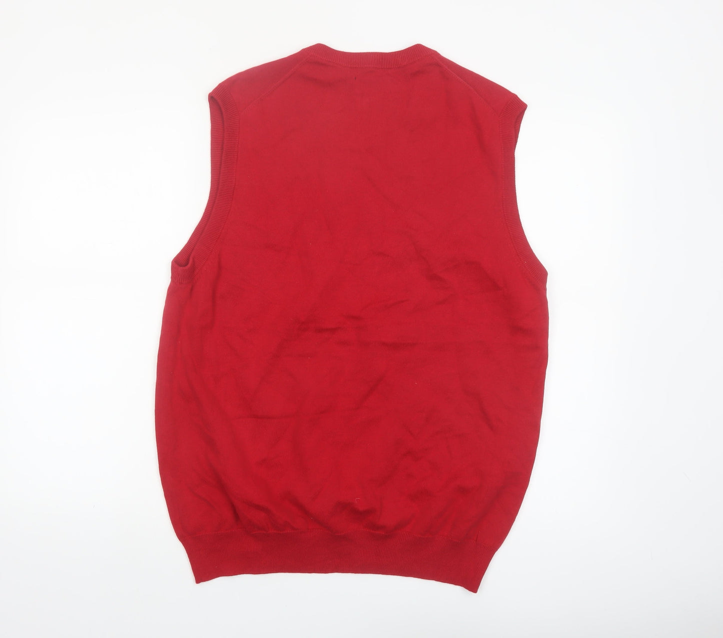 Chaps Men's Red Cotton V-Neck Sleeveless Vest Jumper Size L