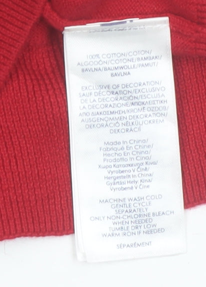 Chaps Men's Red Cotton V-Neck Sleeveless Vest Jumper Size L
