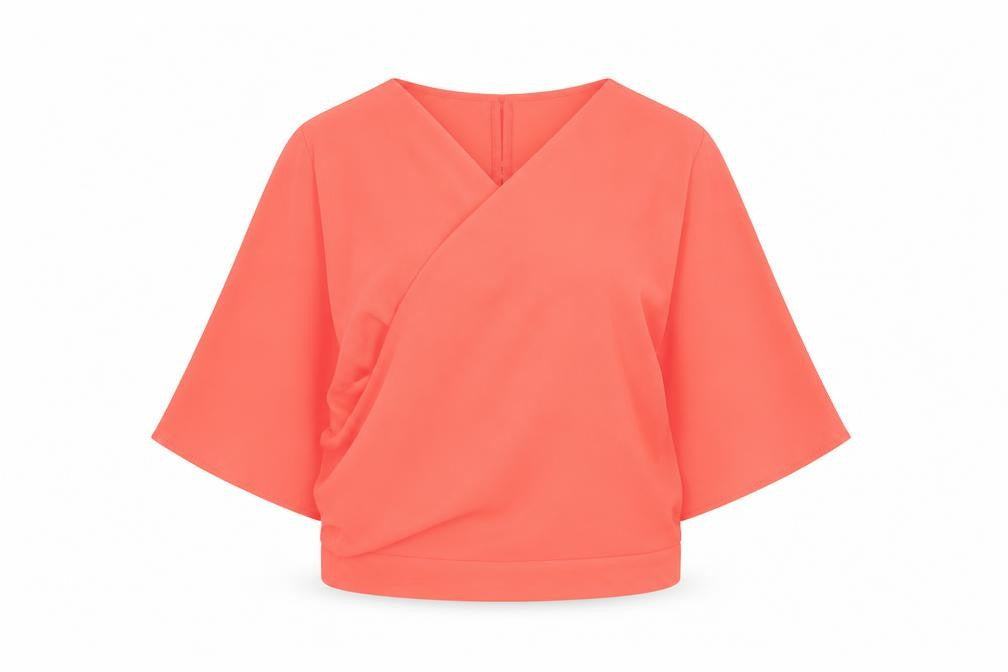 River Island Womens Pink Wrap Blouse Size 10 Kimono Sleeve