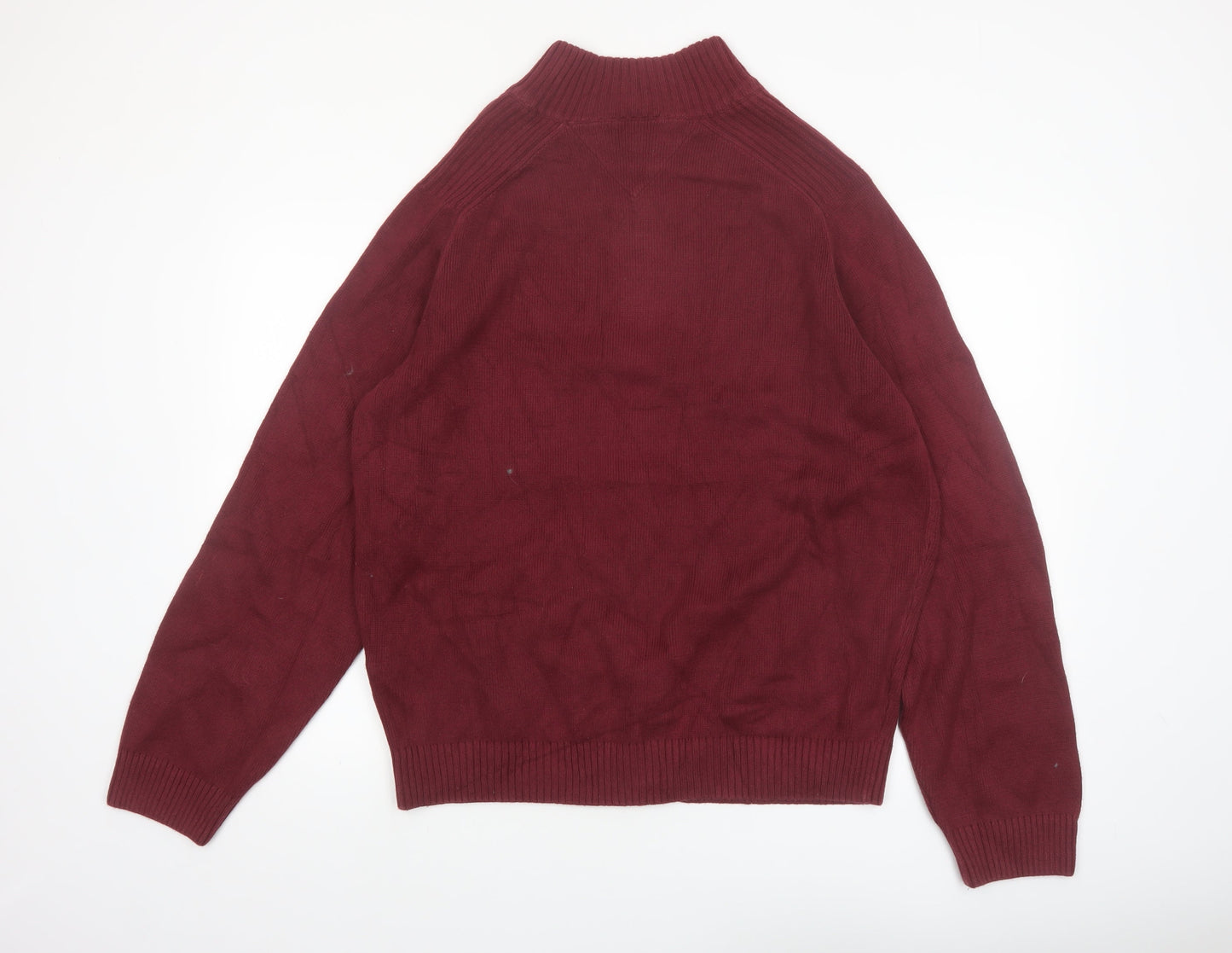 Tommy Hilfiger Men's Red Cotton Full Zip Jumper XL