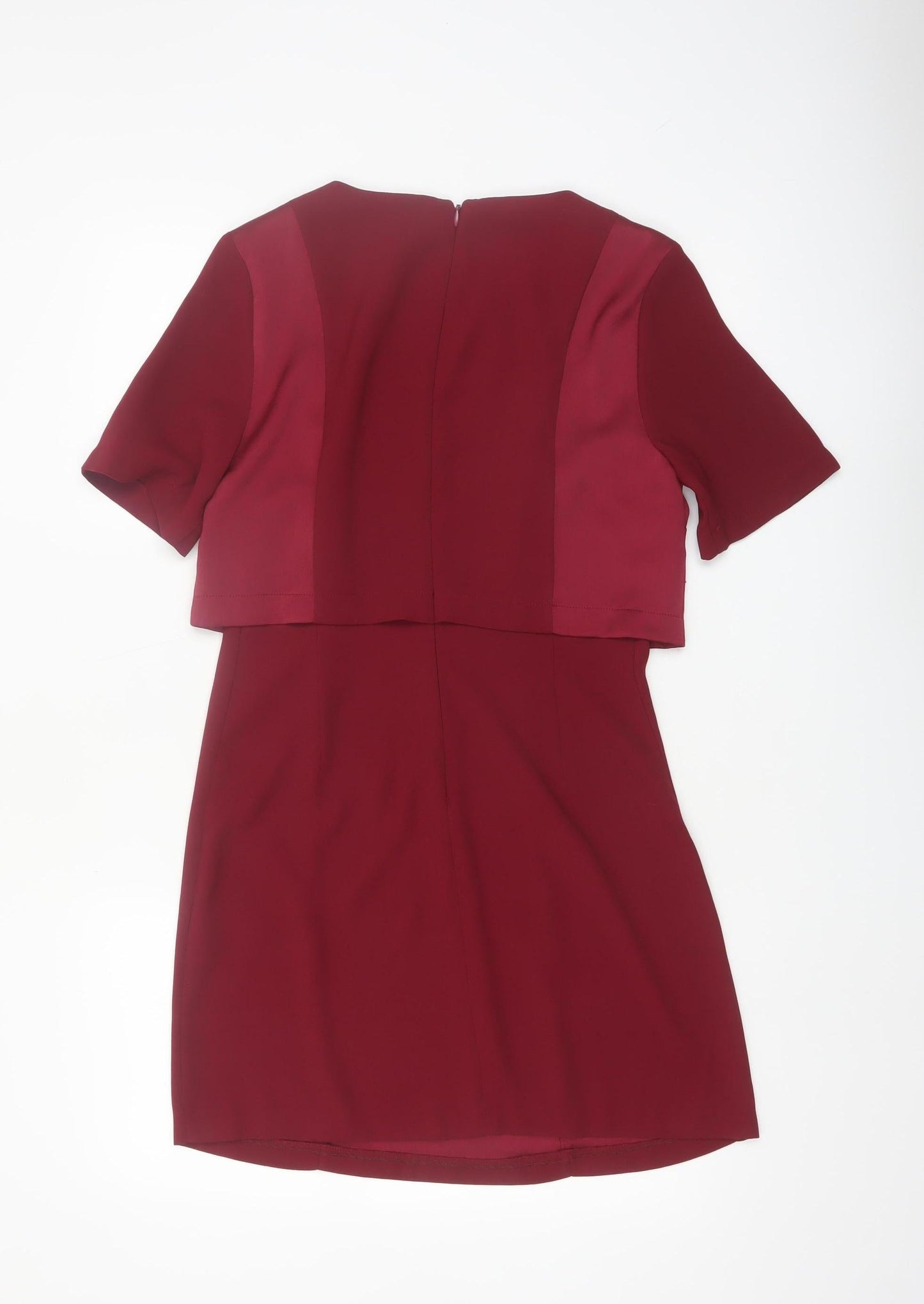 Topshop Women Red Short Sleeve Shift Dress Size 10