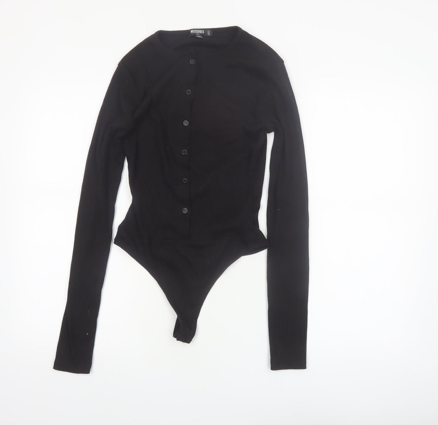Missguided Tall Women's Black Long Sleeve Button Bodysuit Size 8