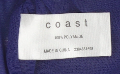 Coast Women's Blue Stripe Wrap Blouse Size 18 V-Neck 3/4 Sleeve