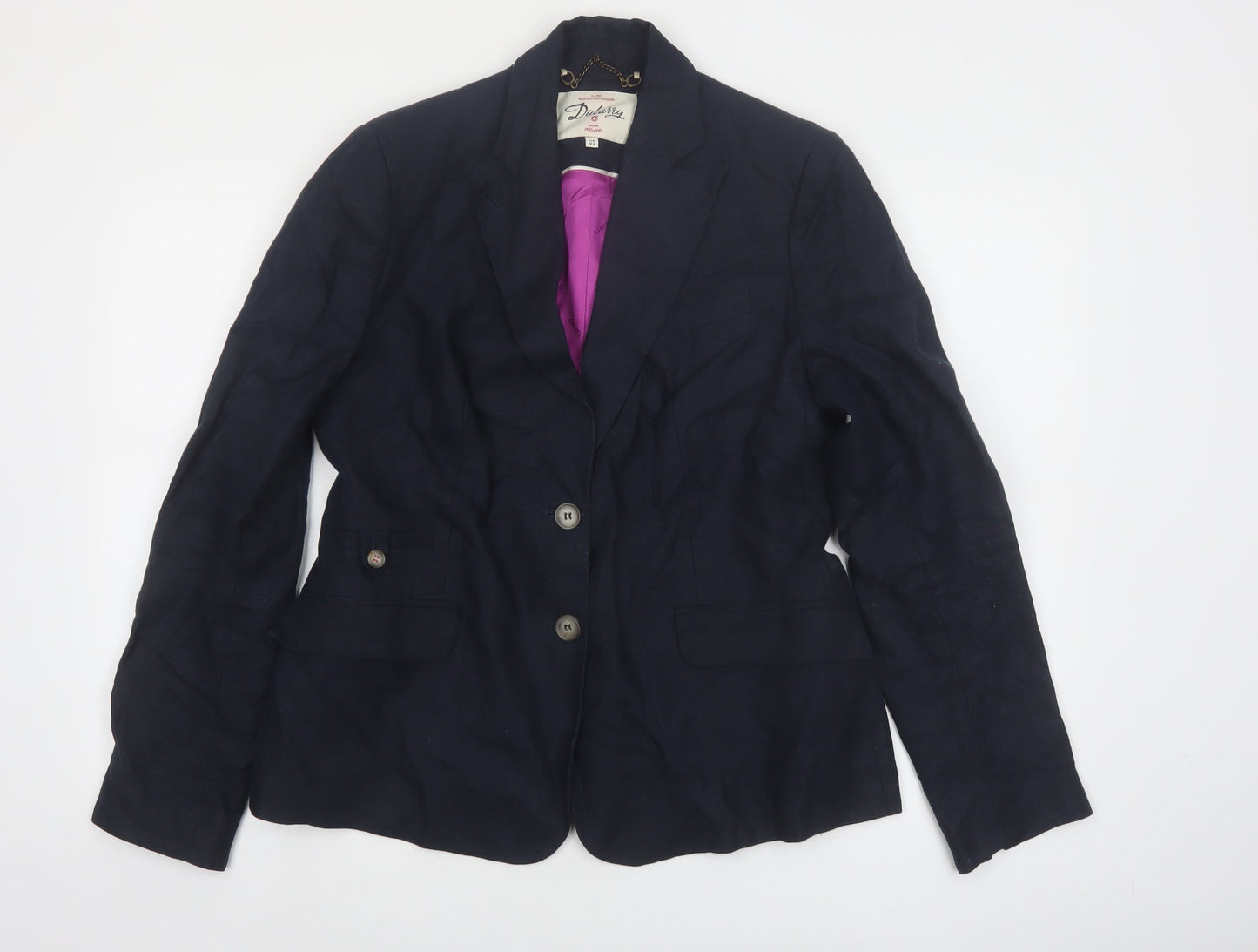 Dubarry of Ireland Women's Navy Linen Blazer UK 16 Single Breasted