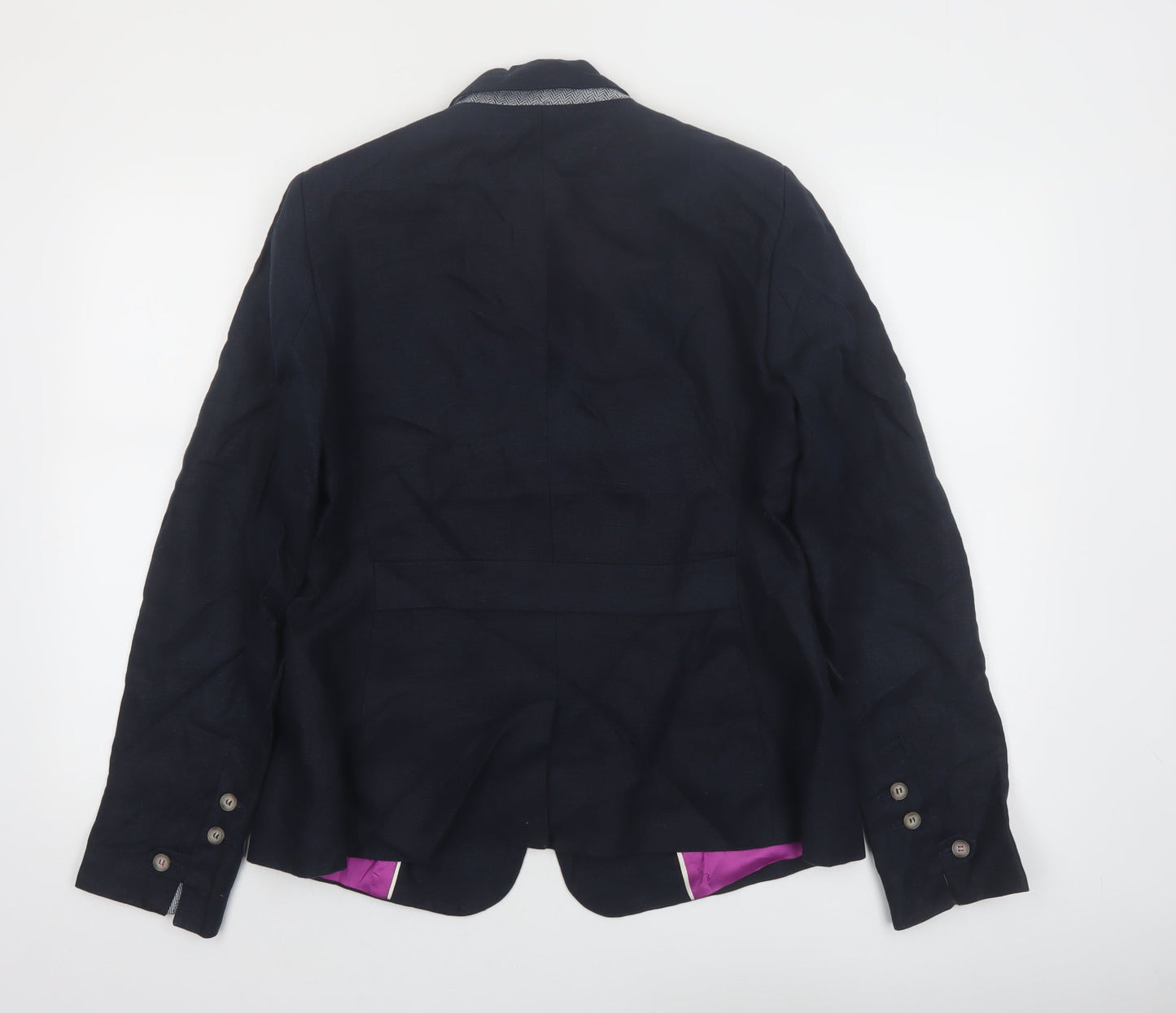 Dubarry of Ireland Women's Navy Linen Blazer UK 16 Single Breasted