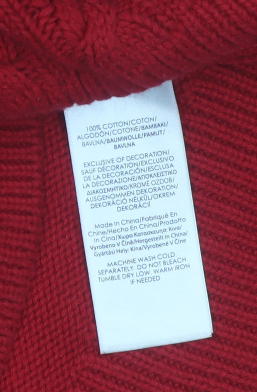 Chaps Men's Red Cotton Cable-Knit Henley Jumper Size L