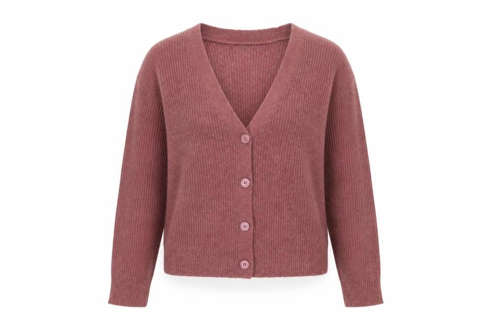 Mango Women's Pink V-Neck Button Knit Cardigan Jumper Size S