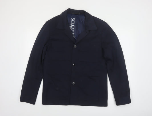 SELECTED HOMME Men's Blue 36R Regular Fit Lined Blazer Jacket