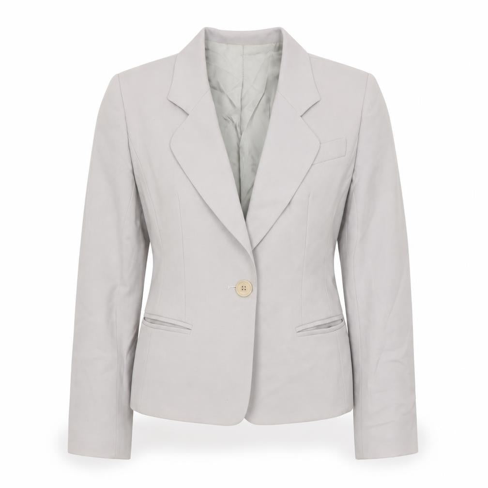 Hobbs Women Grey Wool Blazer Size 8 Classic Single-Breasted Jacket