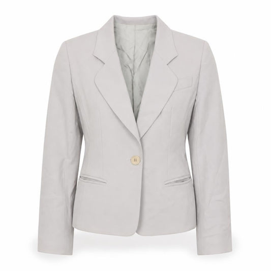 Hobbs Women Grey Wool Blazer Size 8 Classic Single-Breasted Jacket