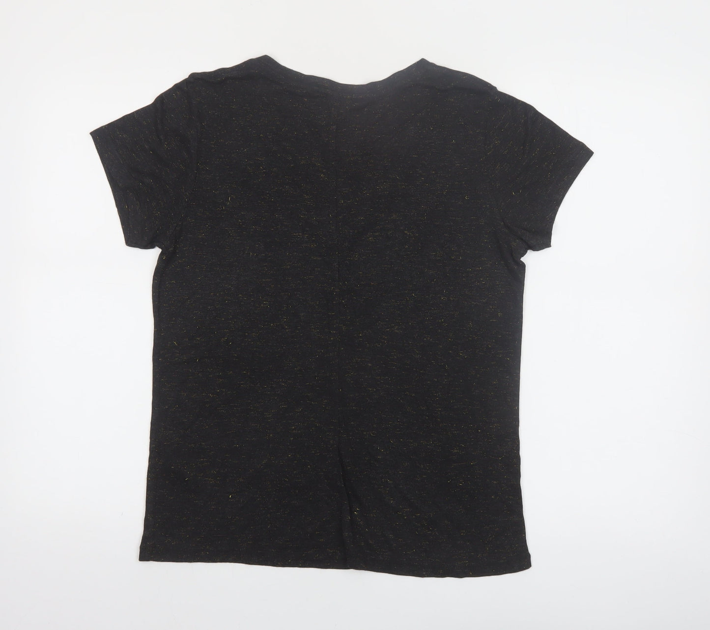 Superdry Women's Black V-Neck Short Sleeve Jersey T-Shirt Size 8