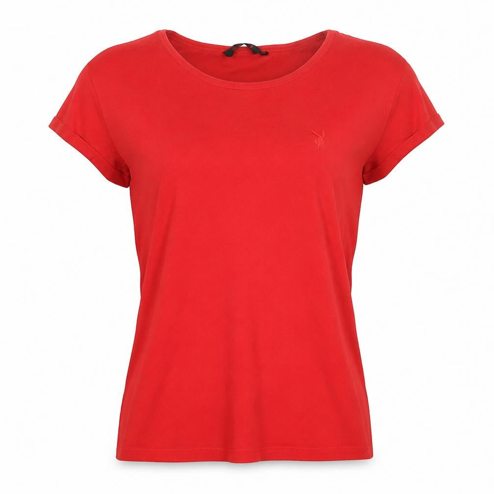 Playboy Womens Red Slim Fit Short Sleeve Stretch Cotton T-Shirt Size 16