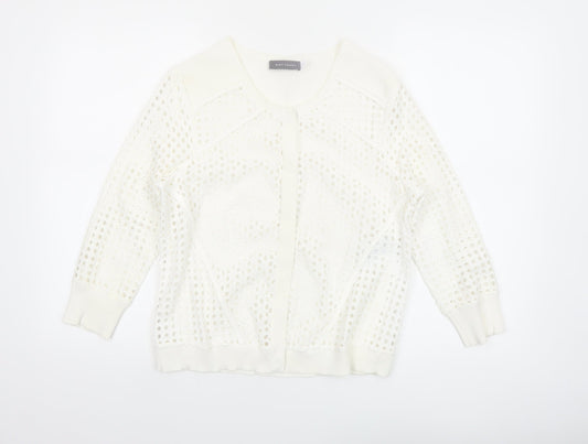 Mint Velvet Women White Size 10 Open Knit Cotton Cardigan