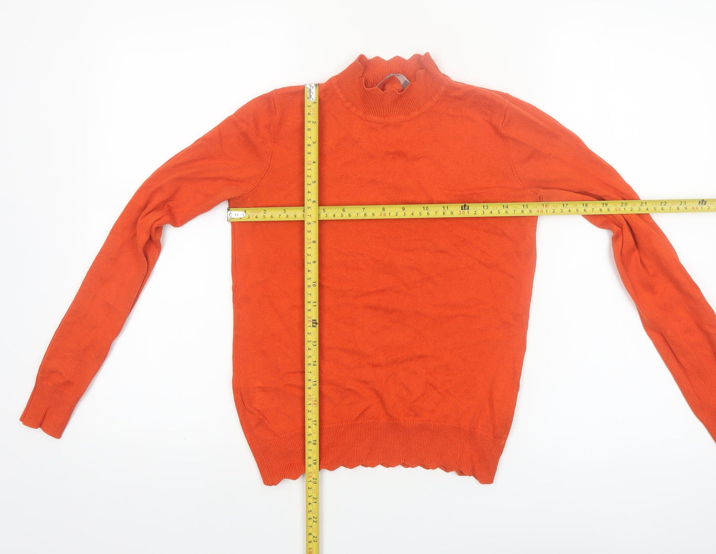Oasis Womens Orange Mock Neck Long Sleeve Cotton Knit Jumper XS