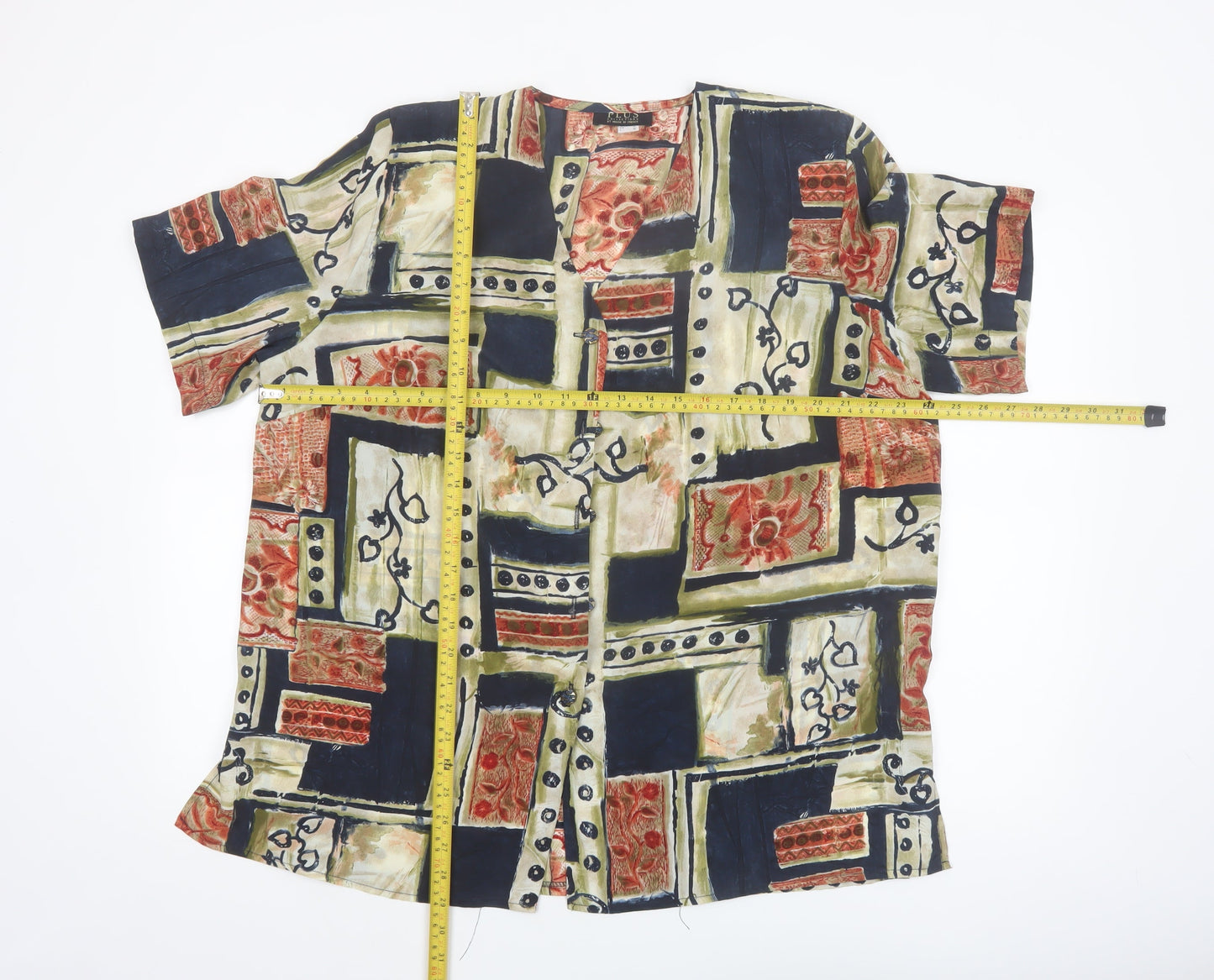 Plus Collections Women’s Multicoloured Geometric Tunic Blouse Size 20