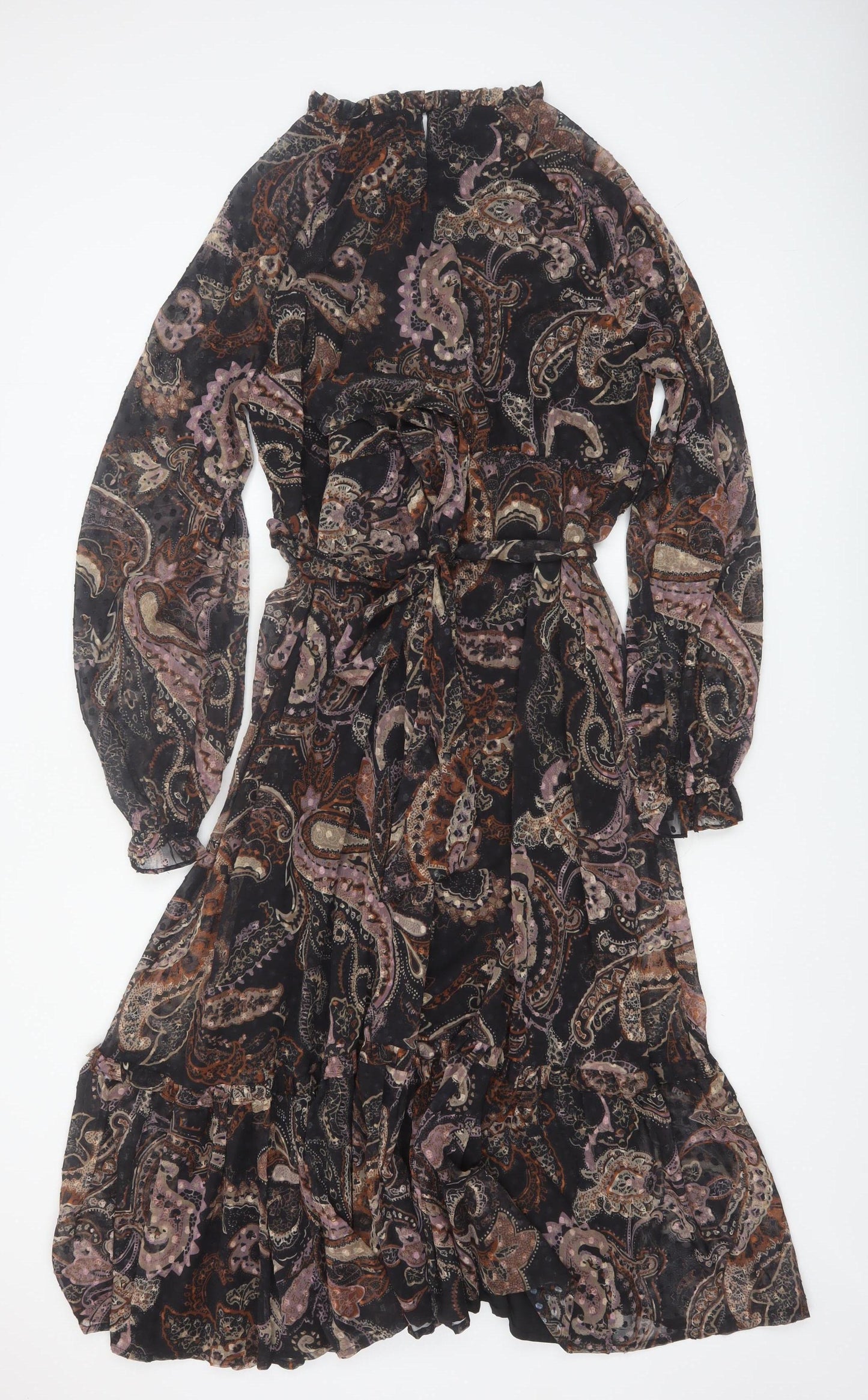 Oasis Petite Women's Multicoloured Paisley Midi Fit & Flare Dress Size 16