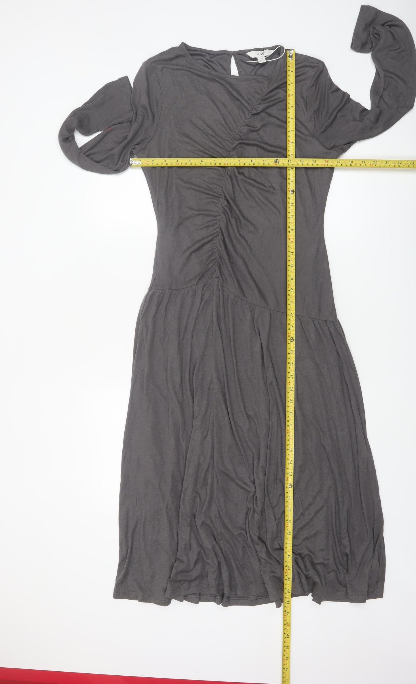 Marks and Spencer Women Grey Size 12 Midi Fit & Flare Dress
