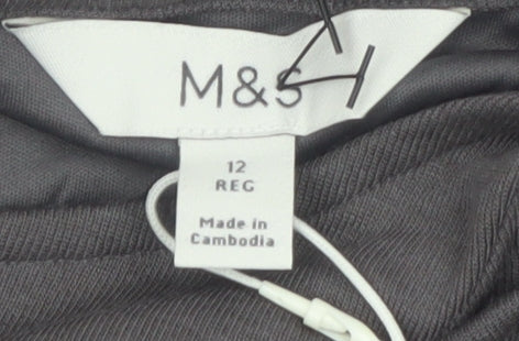 Marks and Spencer Women Grey Size 12 Midi Fit & Flare Dress