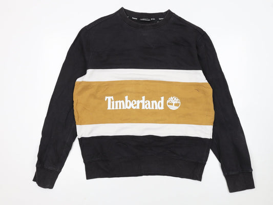 Timberland Womens Black Colourblock Sweatshirt M Regular Fit Cotton