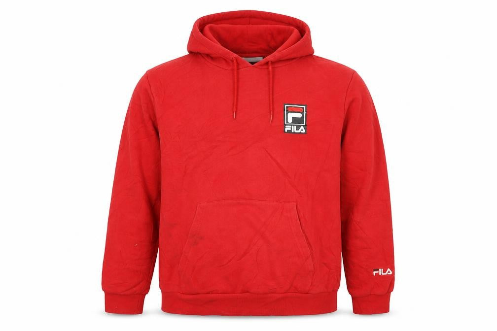Fila Men Red XL Pullover Hoodie Hooded Sweatshirt Logo Sportswear