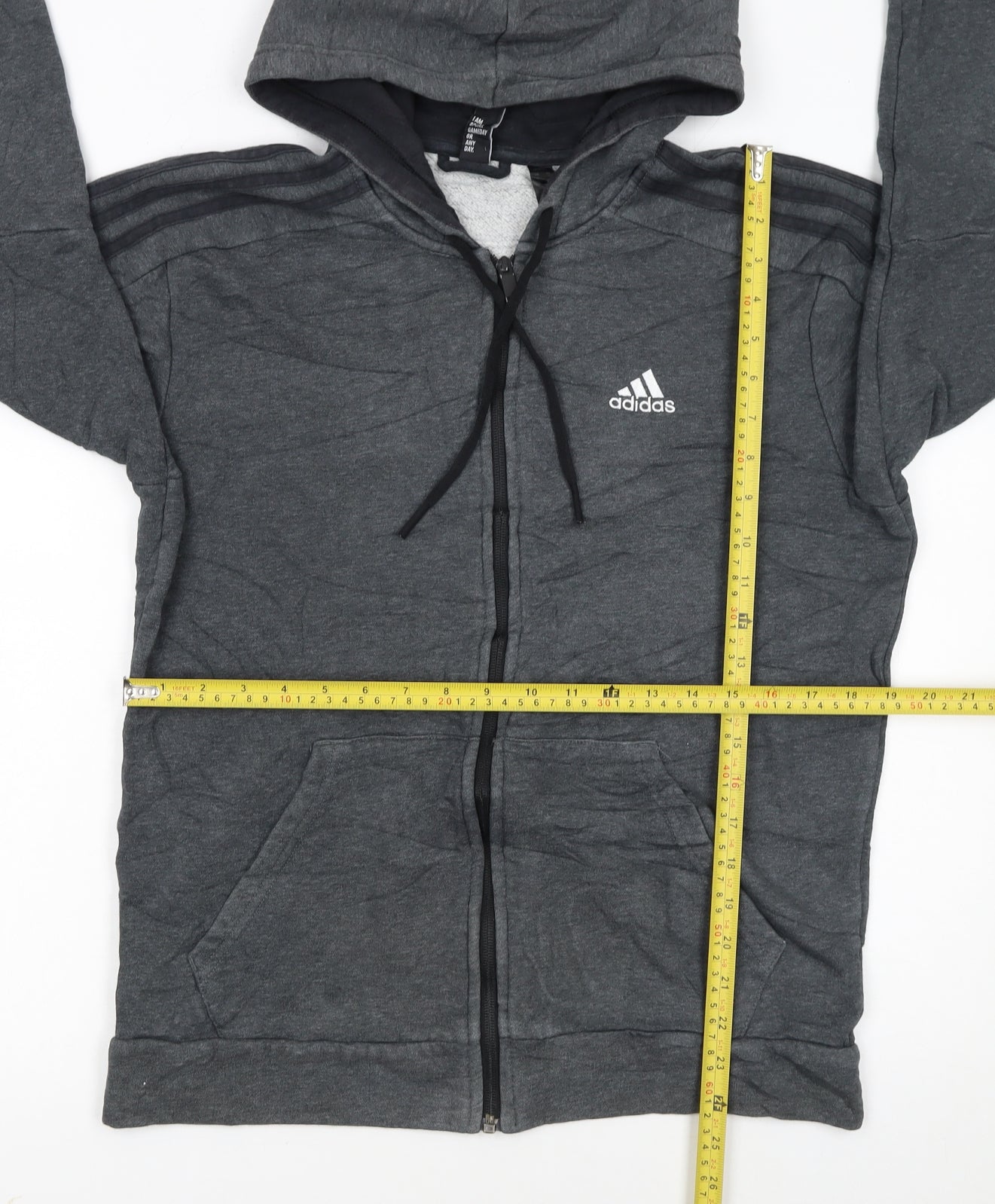 Adidas Women Dark Grey Full Zip Hoodie Size M Hooded Sweatshirt