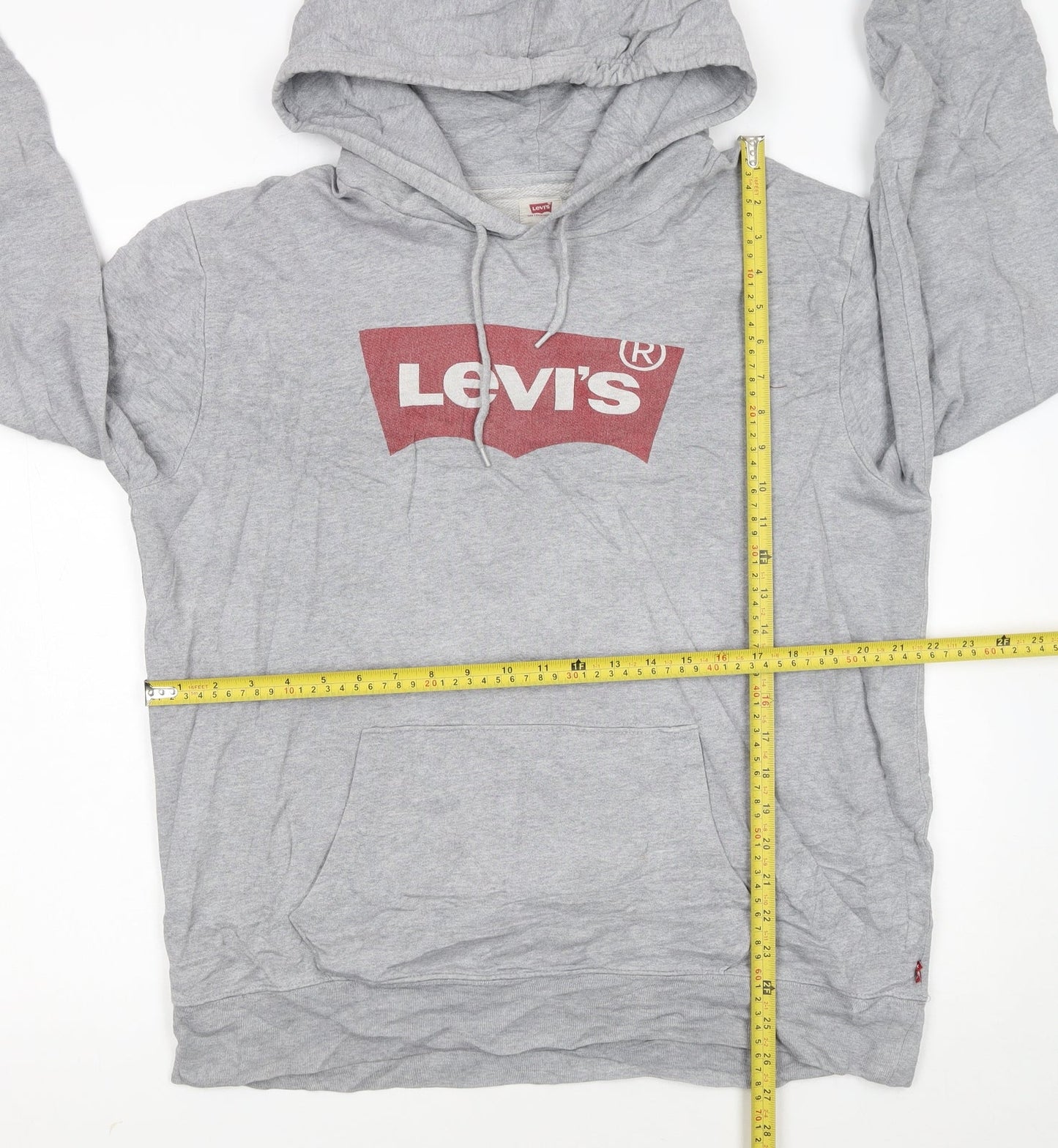Levi's Mens Grey Pullover Hoodie L Logo Graphic Print Sweatshirt