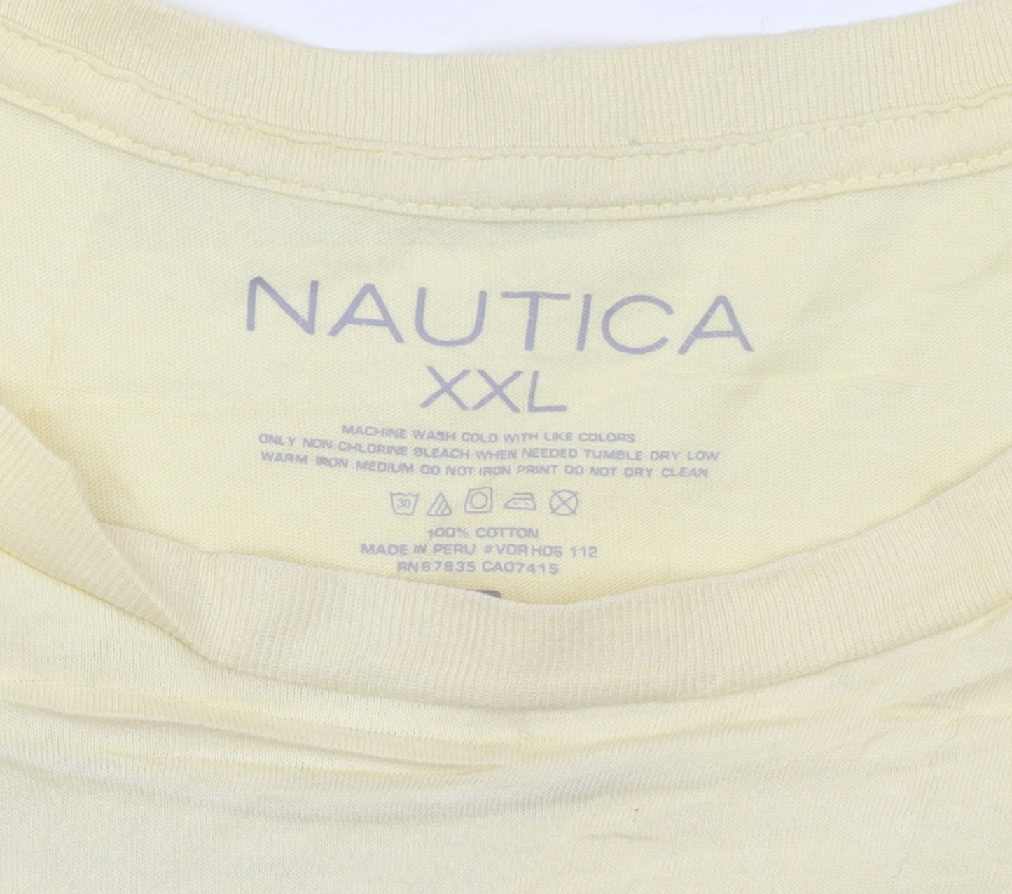Nautica Men's Beige Graphic Print 2XL Cotton Crew Neck T-Shirt