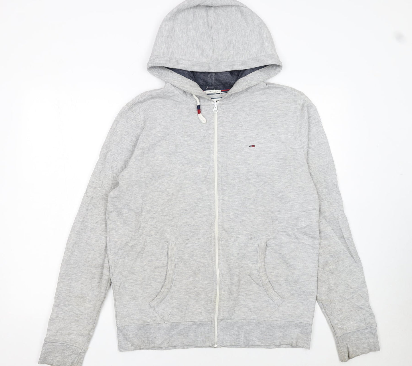 Hilfiger Denim Men's Grey Long Sleeve Hoodie L Cotton Blend Zip Up