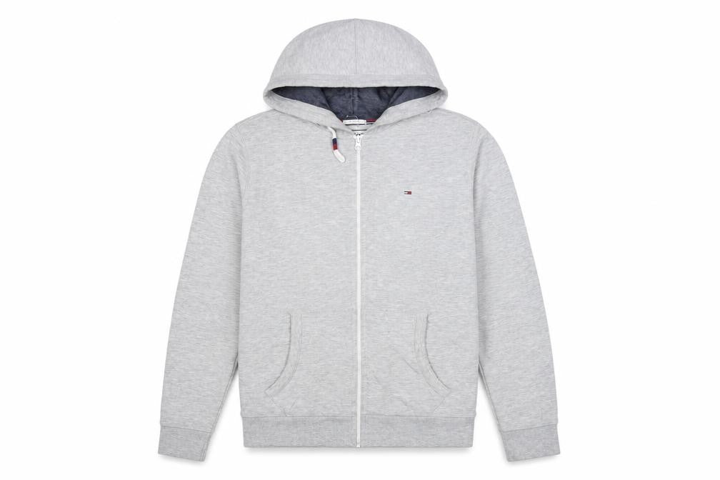 Hilfiger Denim Men's Grey Long Sleeve Hoodie L Cotton Blend Zip Up