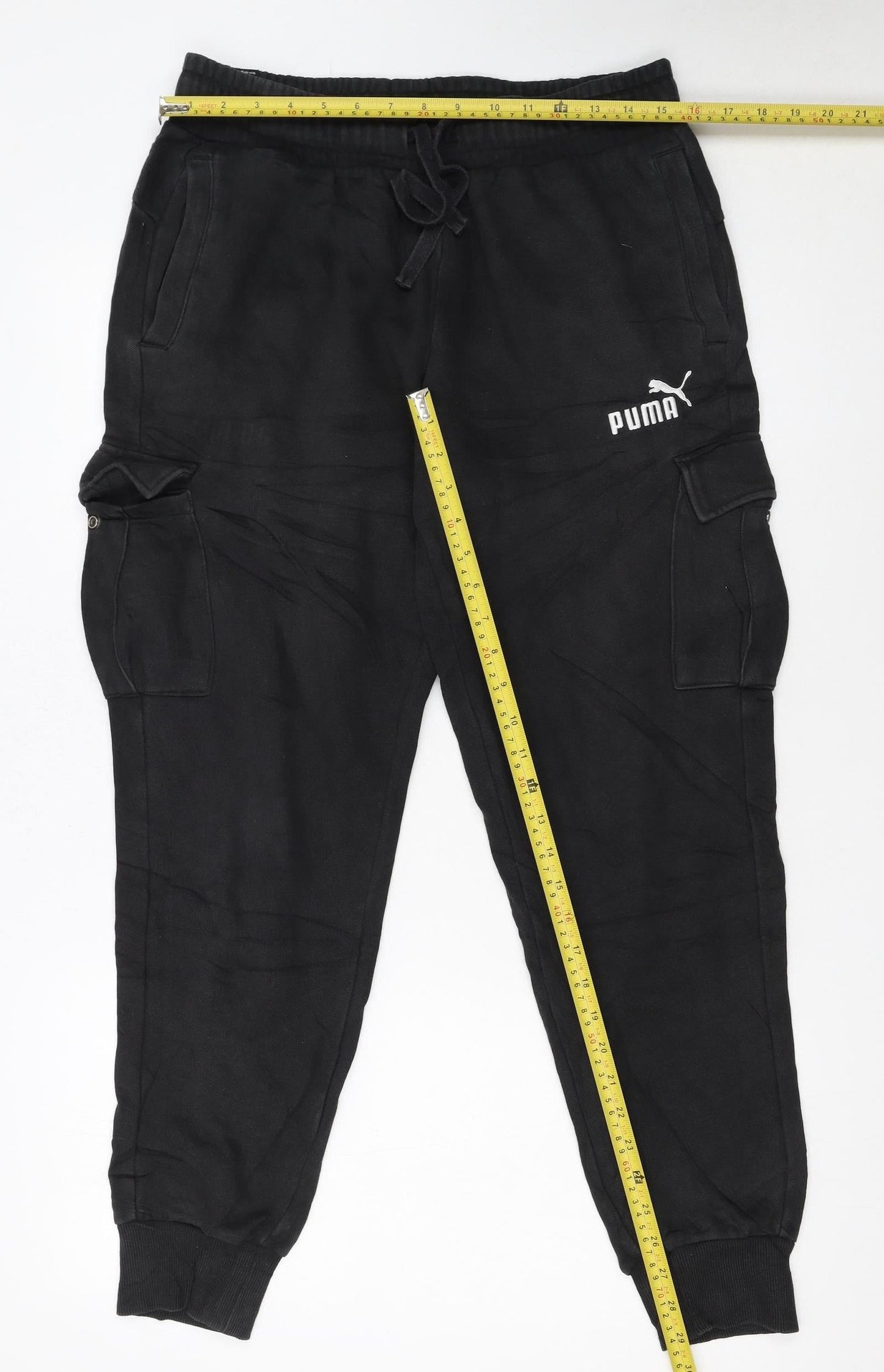 Puma Men's Black Cargo Jogger Trousers Size M