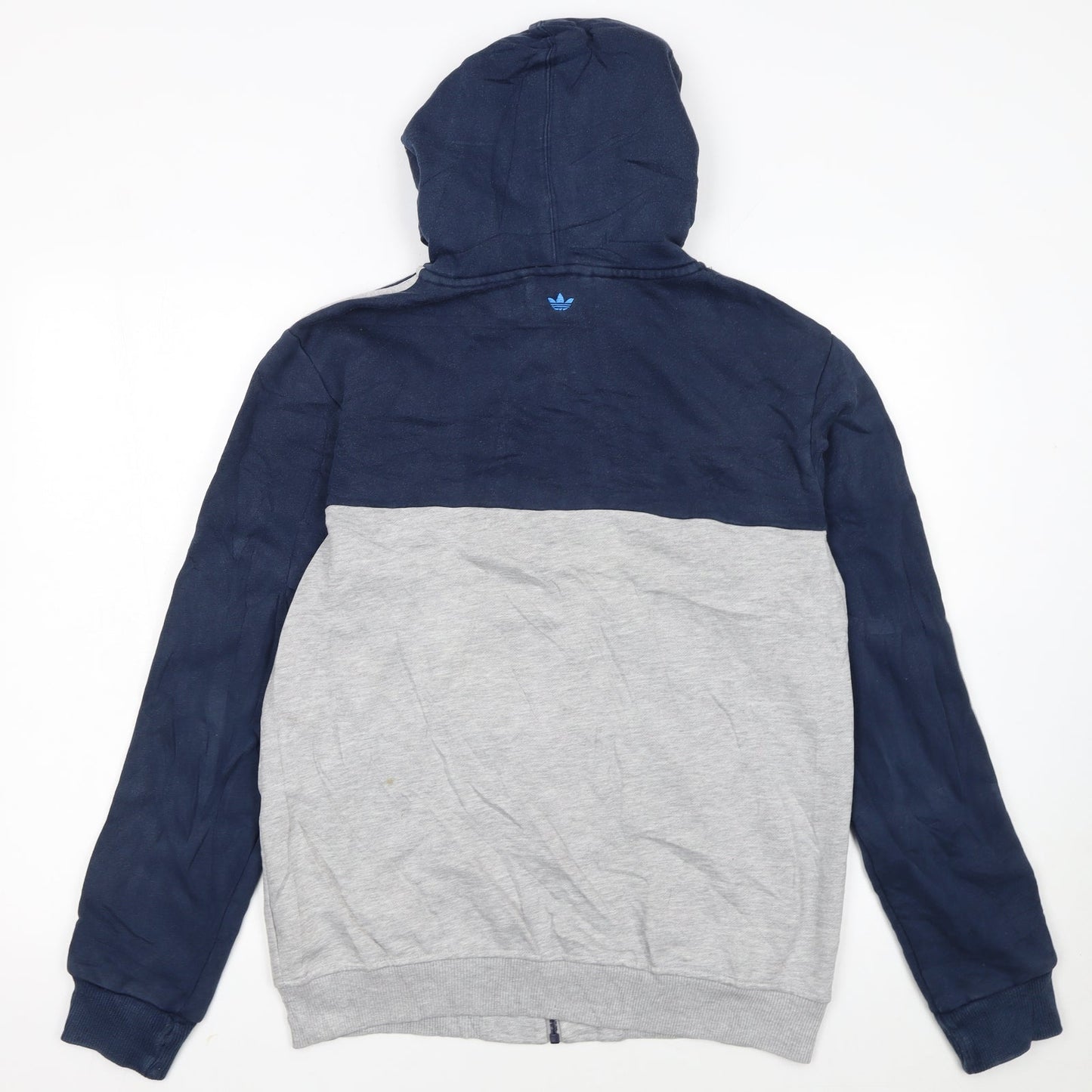 Adidas Men’s Grey Navy Full Zip Hoodie Size M Sports Lightweight