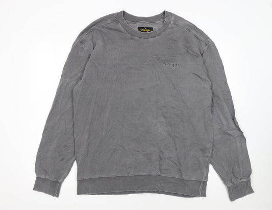 Wrangler Men's Grey Cotton Crew Neck Pullover Sweatshirt L