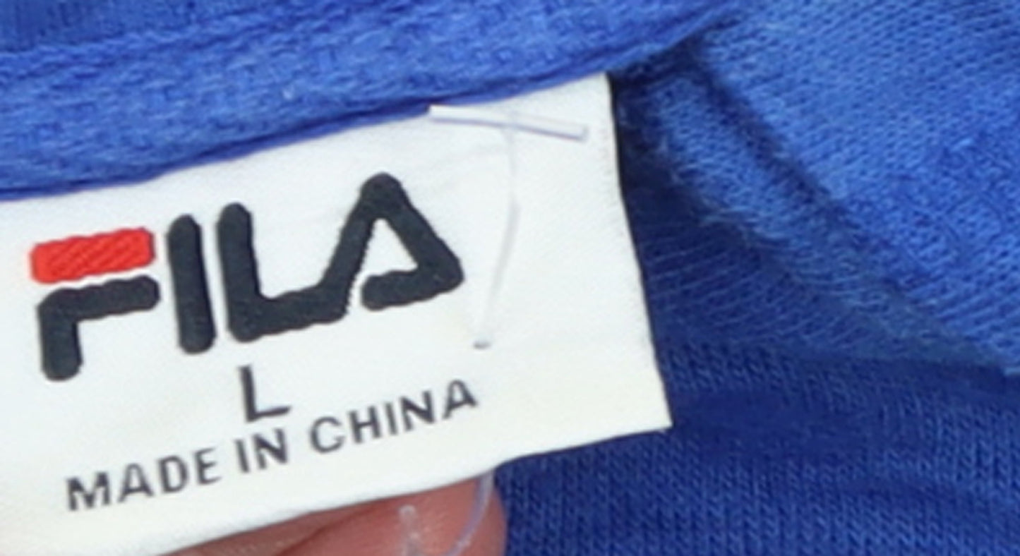 FILA Womens Blue Full Zip Hoodie L Logo Casual Sportswear