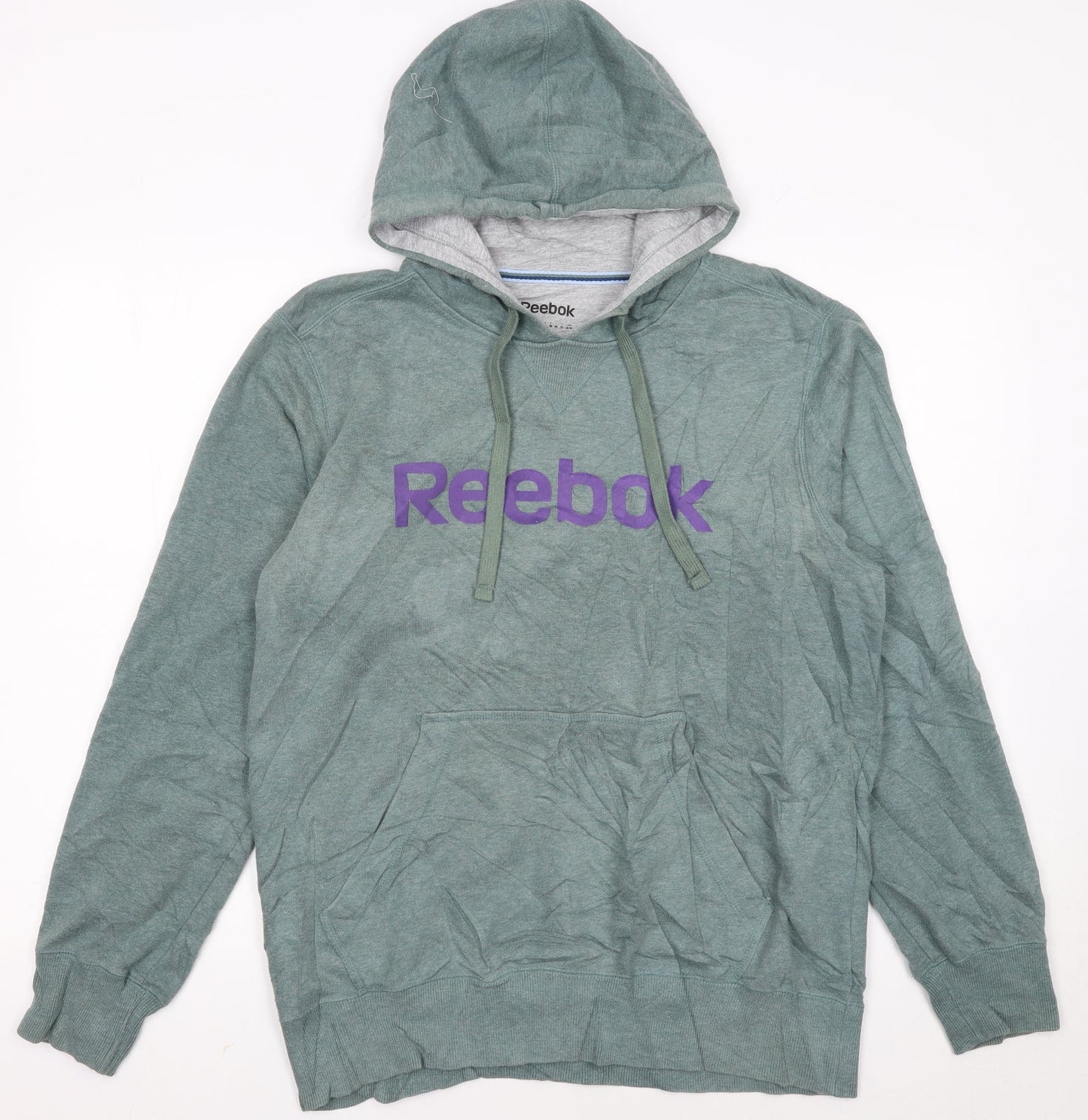 Reebok Women’s Green Pullover Hoodie Size M Logo Sweatshirt