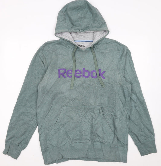 Reebok Women’s Green Pullover Hoodie Size M Logo Sweatshirt