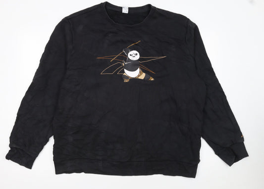 Reebok Men’s Black XL Crew Neck Graphic Sweatshirt Kung Fu Panda