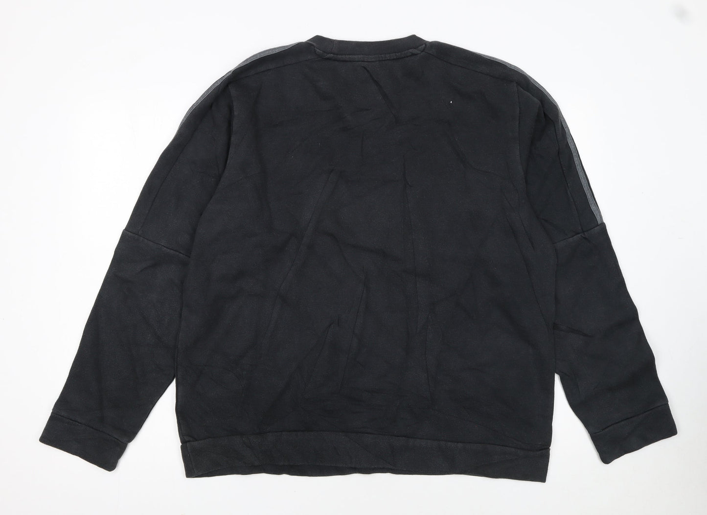 Adidas Men Black Crew Neck Pullover Sweatshirt M Sports Logo