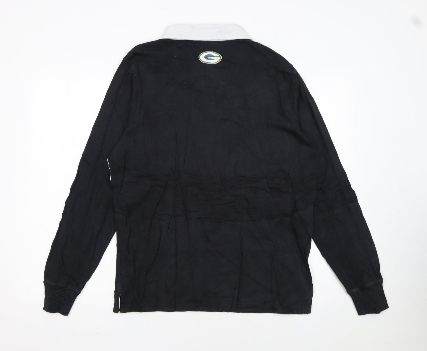 NFL Team Apparel Men's Black Long Sleeve Polo L Green Bay Packers