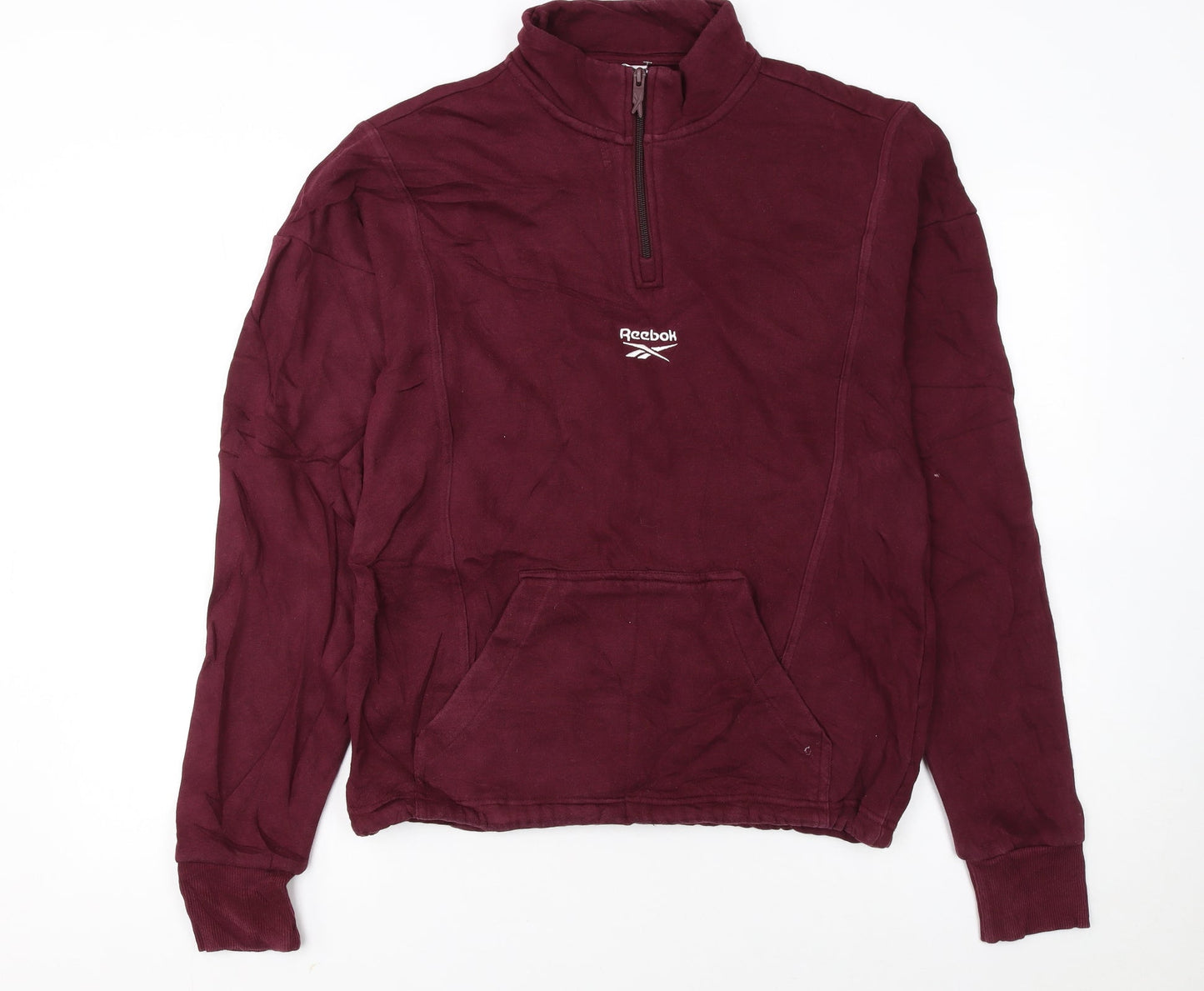 Reebok Womens Burgundy XS 1/4 Zip Pullover Hoodie Sweatshirt
