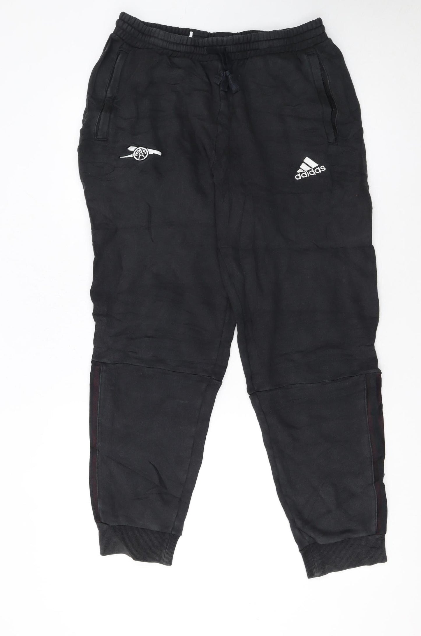 Adidas Men Black Arsenal Jogger Trousers Size M Fleece