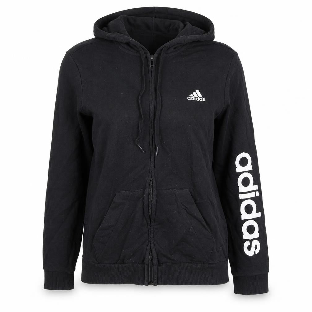 Adidas Womens Black Full Zip Hoodie Size 12-14 Cotton Blend