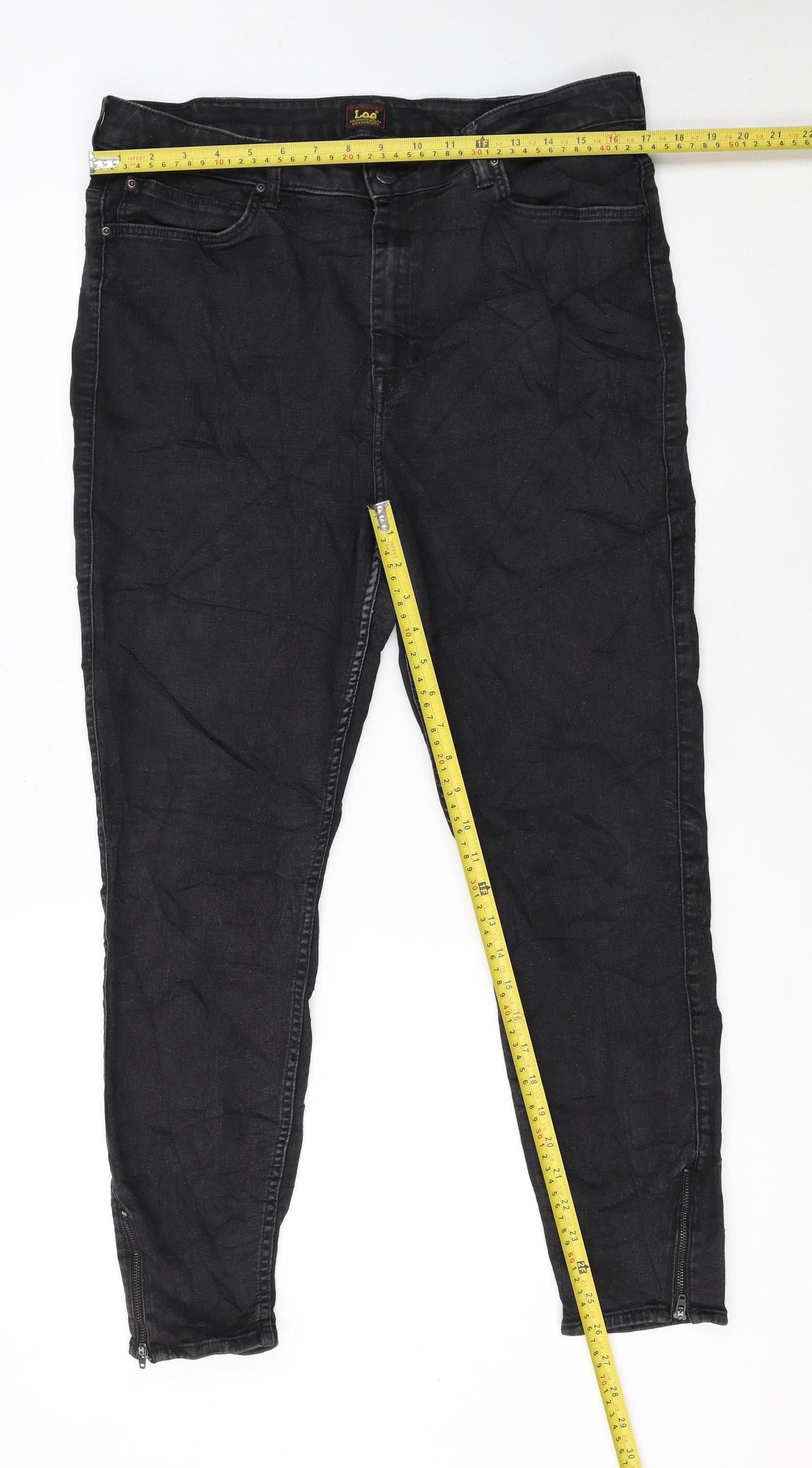 Lee Womens Black Scarlett High Zip Skinny Jeans Size 20