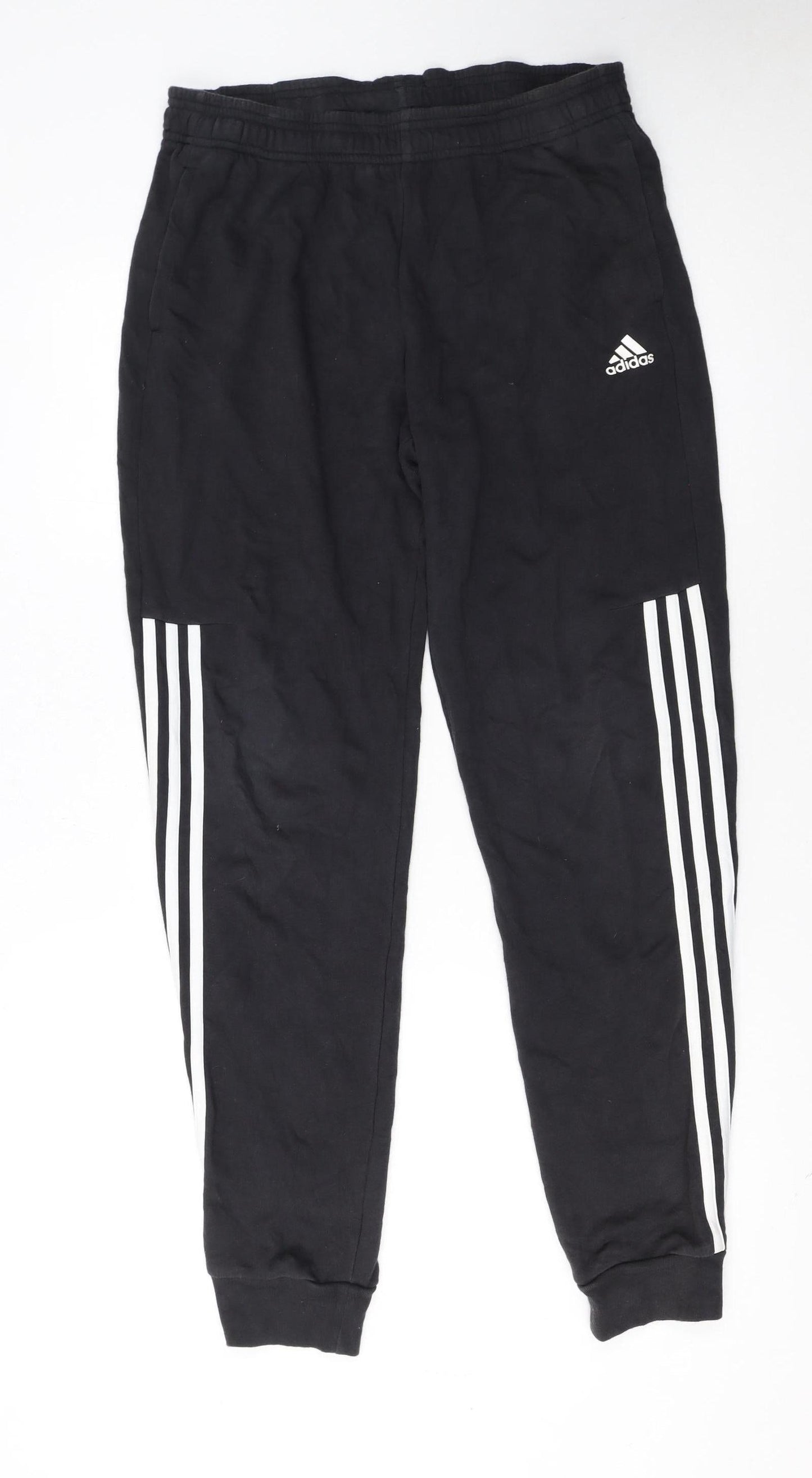 adidas Boys Black Jogger Trousers 15-16 Years Elastic Waist Activewear